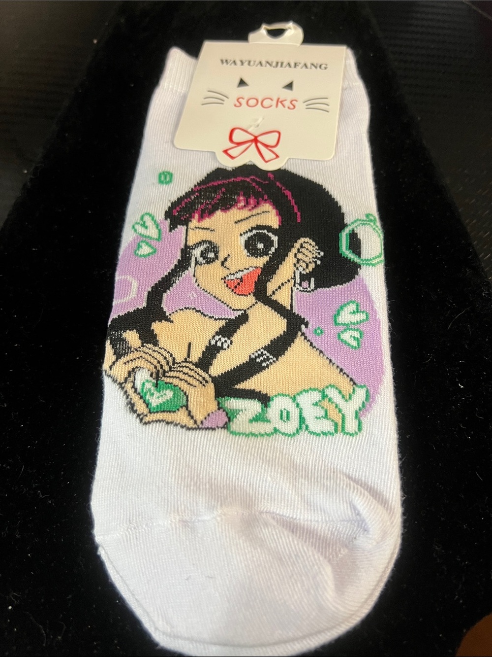 Zoey Graphic Women’s White Novelty Socks
